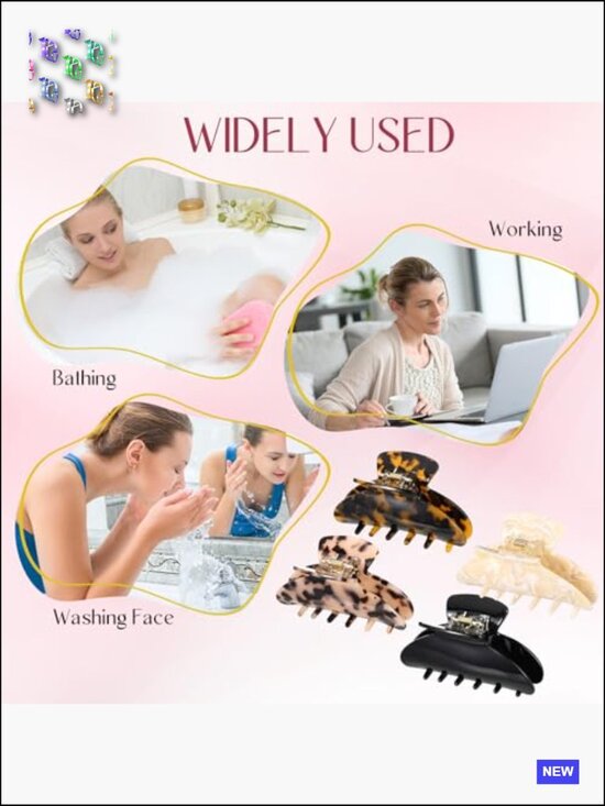 8 Acrylic Hair Claw Clips Bulk Set Non Slip Strong Hold for Thick Thin Hair main image 4